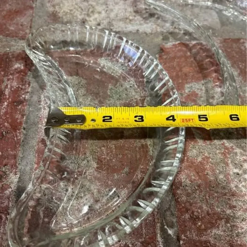 Set of 2 vintage Clear Glass Crescent moon Dishes